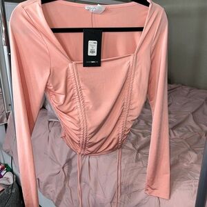 Fashion Nova Pink Long Sleeve Crop Top